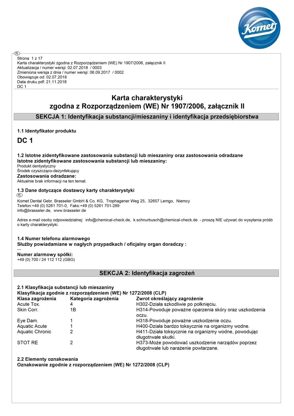 komet-dc1-sicherheitsdatenblatt-reinigung-desinfektion-pdf image 1