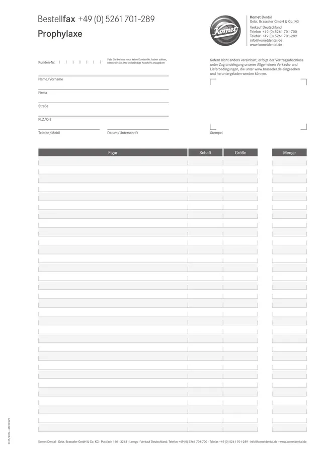 komet-dental-sonicline-prophylaxe-bestellfax-formular image 1