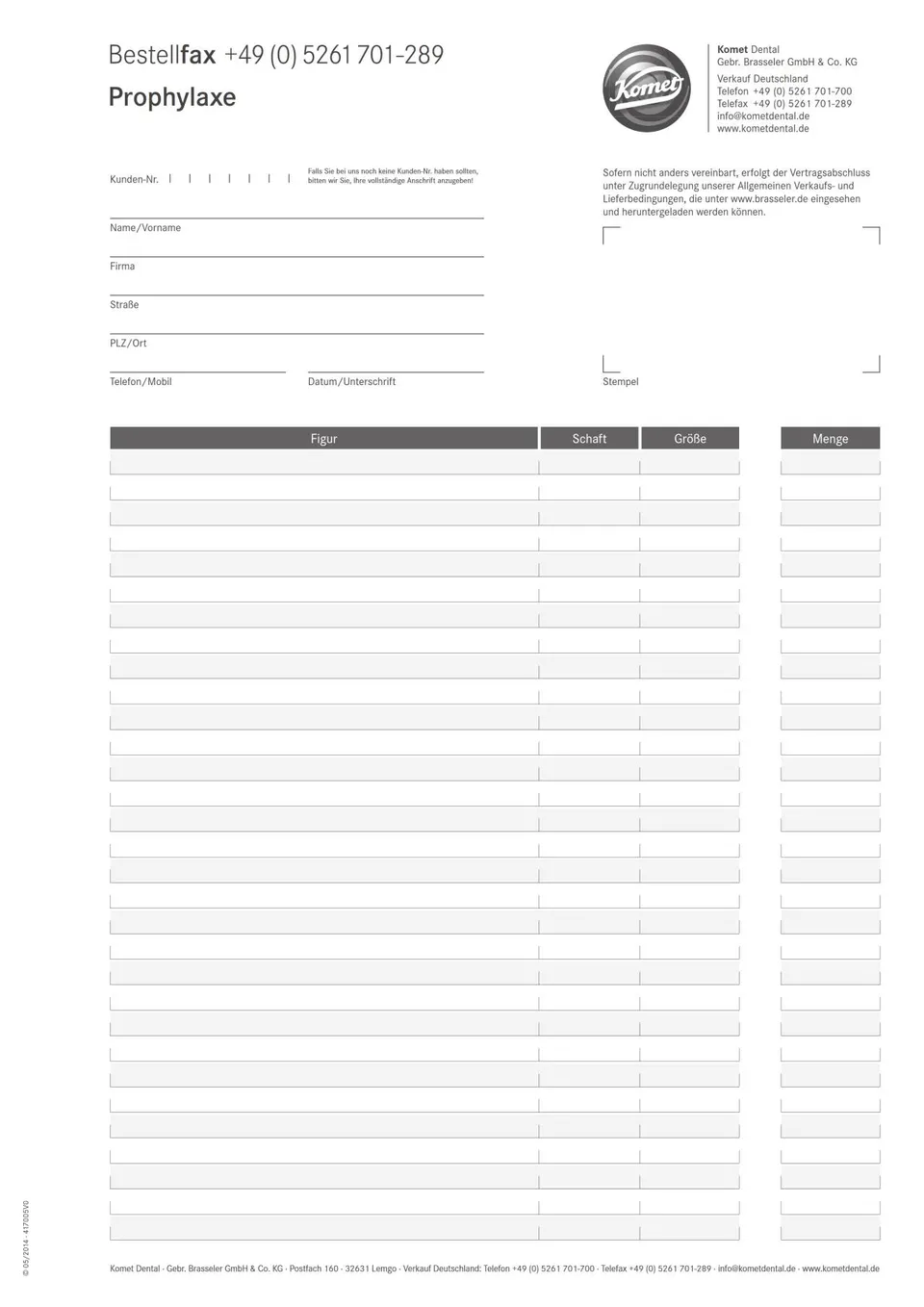 komet-dental-sonicline-prophylaxe-bestellfax-formular image 1