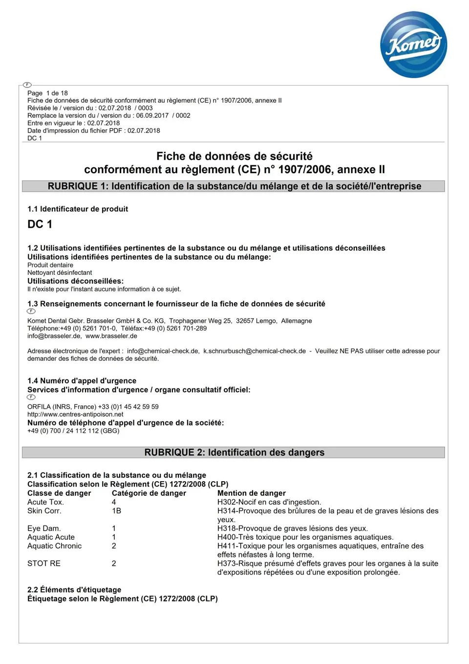 komet-dental-dc1-sicherheitsdatenblatt-reinigung-desinfektion-pdf image 1