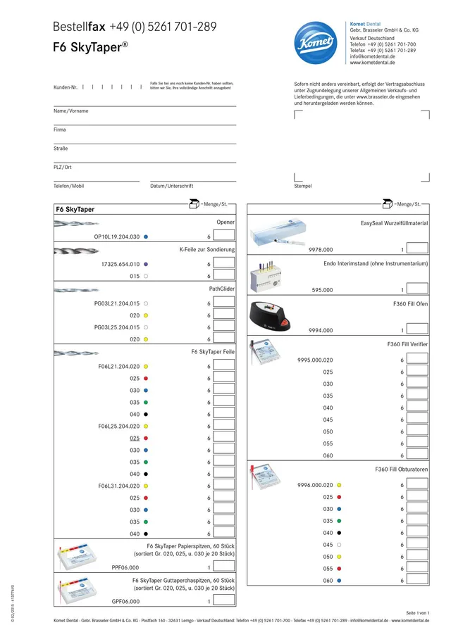 komet-dental-f6-skytaper-bestellfax-ids2015 image 1