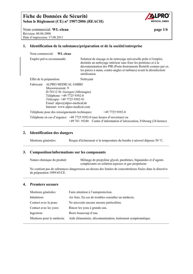 komet-dental-diao-sicherheitsdatenblatt-wl-clean-reiniger image 1