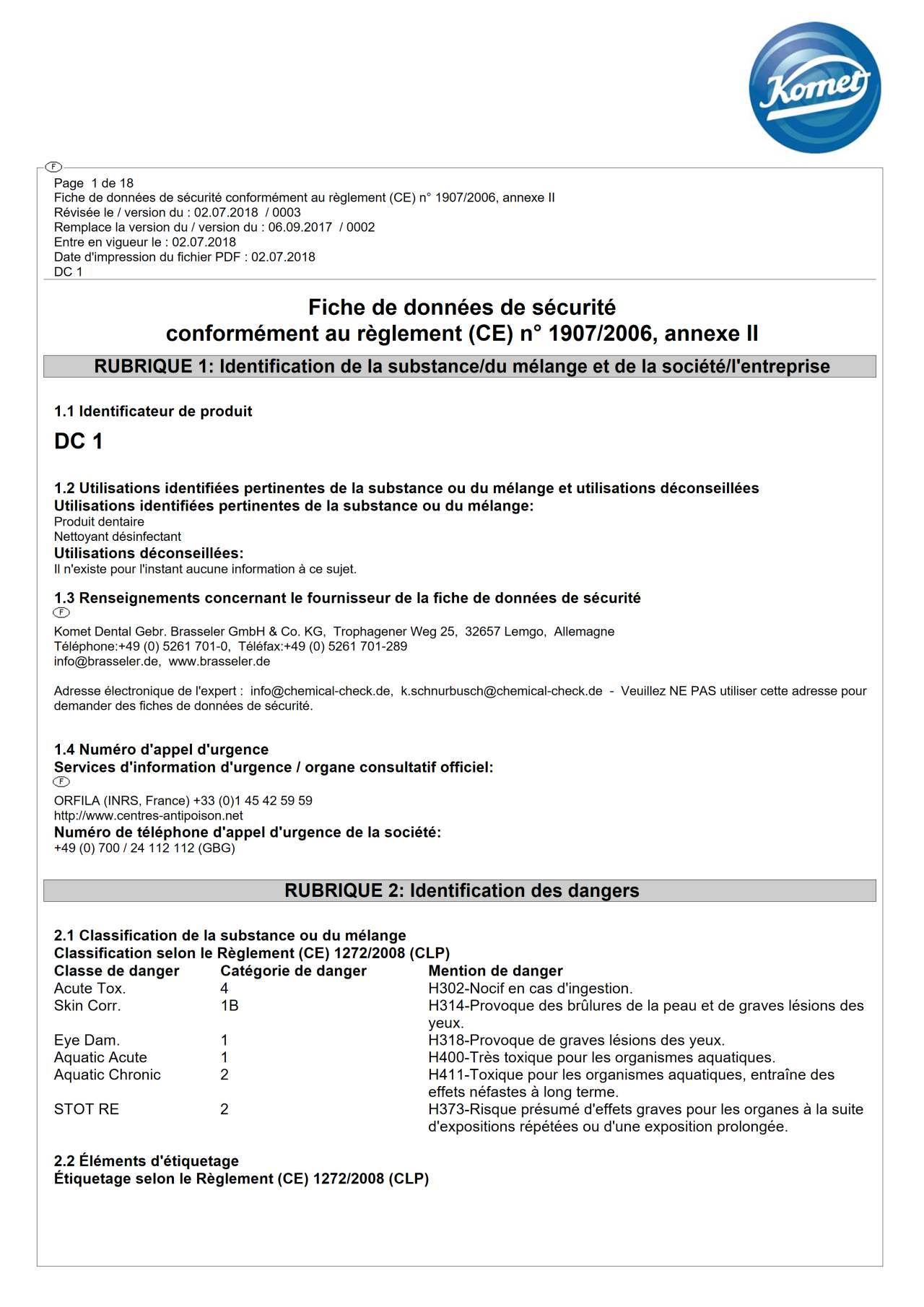 komet-dental-dc1-sicherheitsdatenblatt-reinigung-desinfektion-pdf image 1