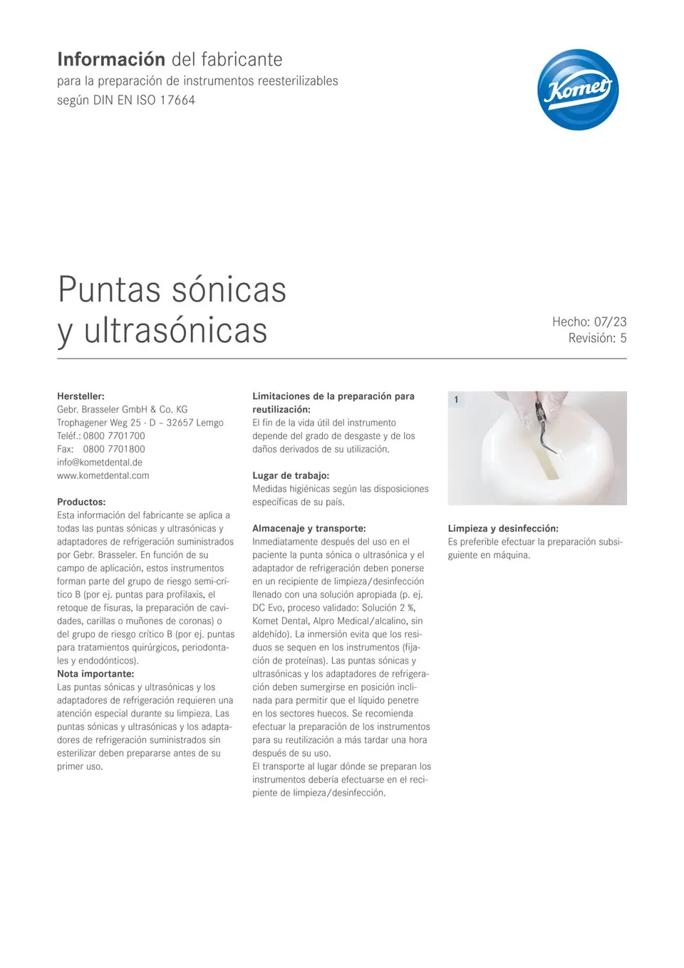 komet-dental-sonicline-herstellerinformation-aufbereitung image 1