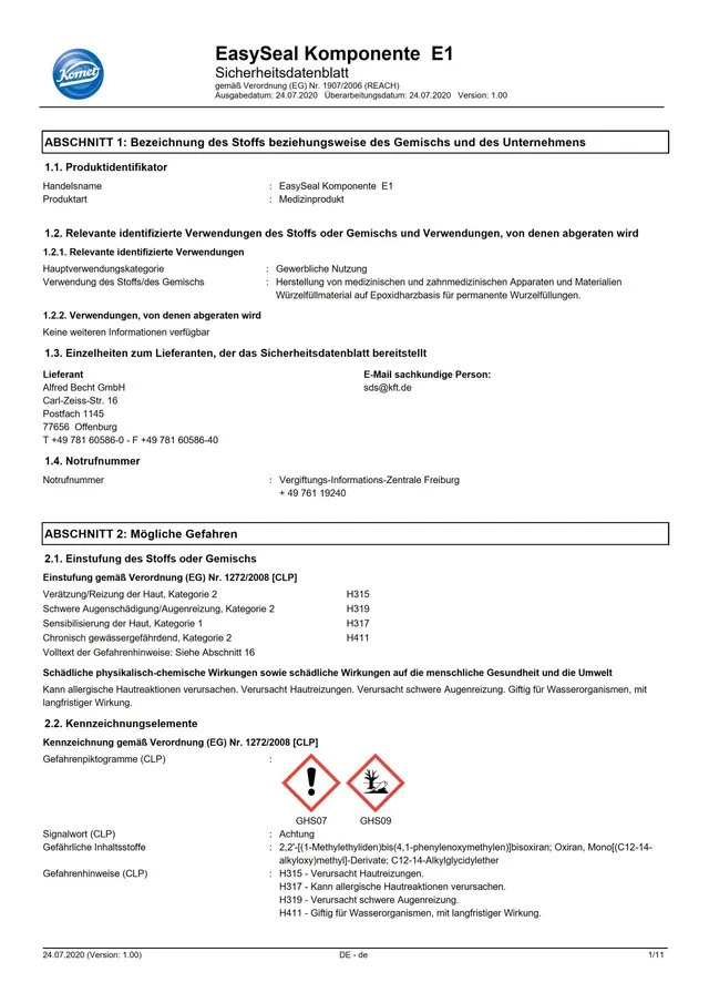 komet-bioseal-easyseal-sdb-e1-sicherheitsdatenblatt-wurzelkanal image 1